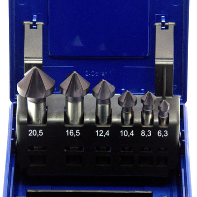 WSH-TOOLS Kegelsenker Set 6-teilig HSS-E Co5 –ungleich geteilt– TiAlN-beschichtet 6,3 mm - 20,5mm 90