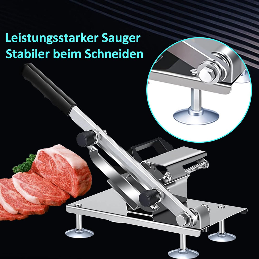 Hammelfleisch Edelstahlschneidemaschine,0,3mm-15 mm Dicke Manuelle Fleischschneider Rindfleischschne