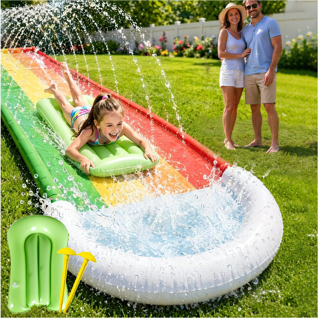 15.8ft/480cm Wasserrutsche Garten für Kinder,Wasserrutsche mit Bodyboard | Doppel Lane Wasserrutsche