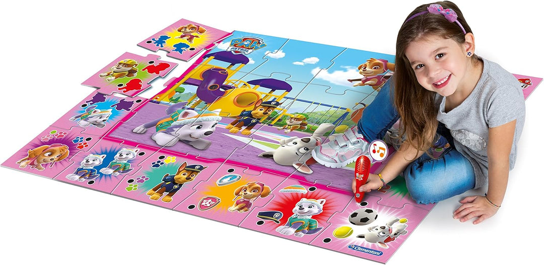 Clementoni Quiz-Bodenpuzzle Paw Patrol 70x100 cm - Kinderpuzzle mit 24 Maxi-Puzzleteilen - Lernspiel