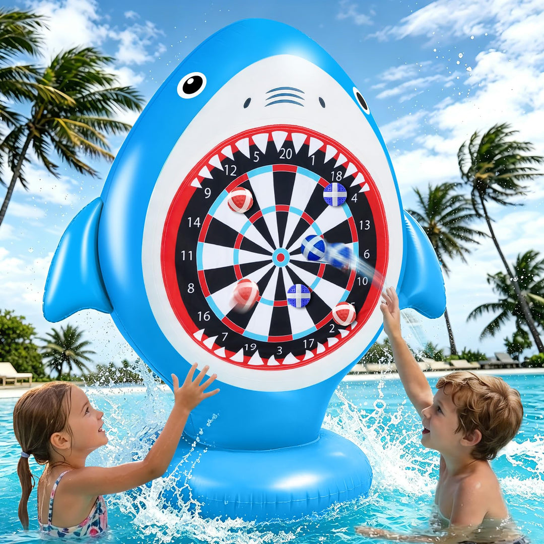 Aufblasbare Dartscheibe für Pool, Wurfspiel mit 10 Klettbällen, Wasserspielzeug für Kinder Erwachsen