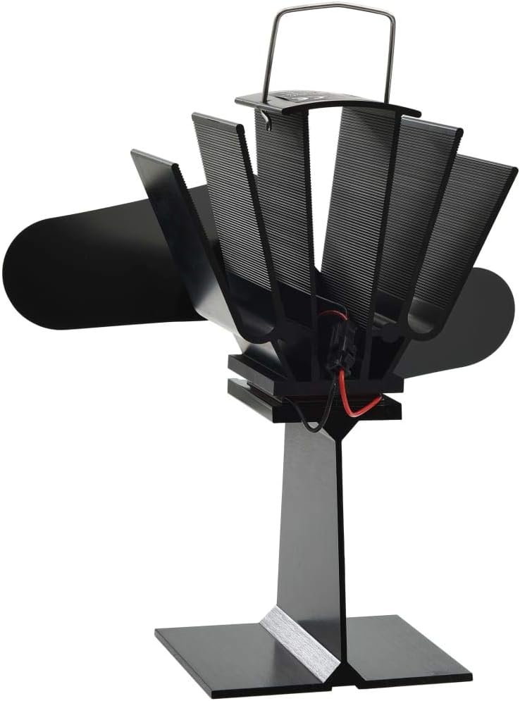 vidaXL Wärmebetriebener Kaminventilator 2 Blätter mit feuerfesten Drähten Stromlos Kaminofen Ventila