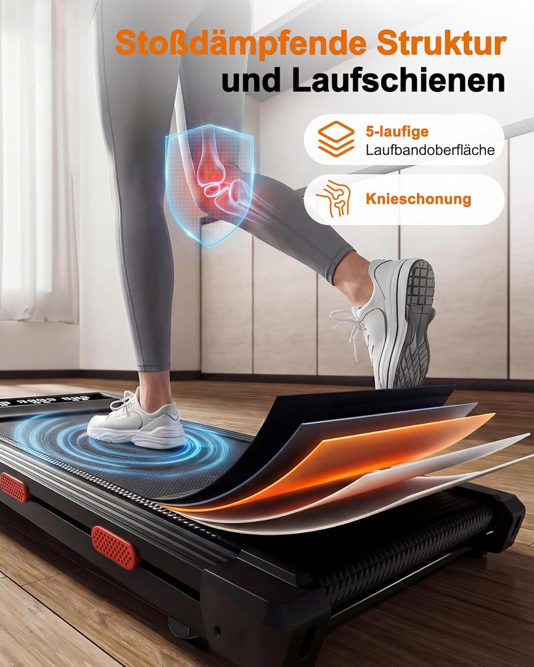 Raceable Walking Pad mit Steigung, Lacuffy Laufband für Zuhause mit APP-Steuerung, unter dem Schreib
