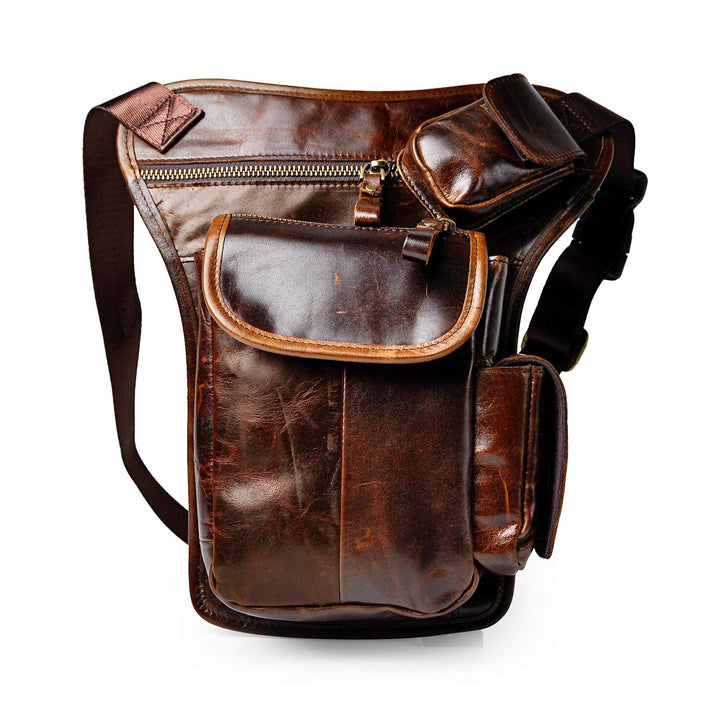 Le'aokuu Herren Echtes Leder Tasche Beinbeutel Beintasche Aussenbeintasche Hüfttasche Drop Leg Thigh