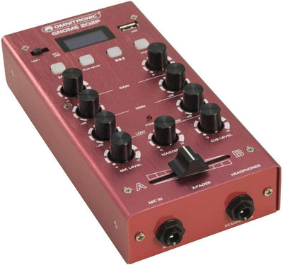 OMNITRONIC GNOME-202P Mini-Mixer rot | 2-Kanal-DJ-Mixer mit Bluetooth und MP3-Player im Miniaturform