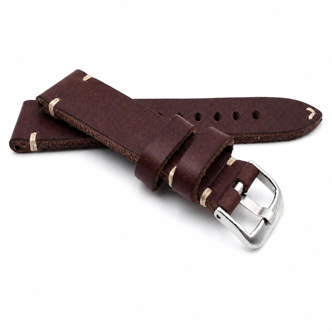 RIOS 1931 Herren Leder Deutsch Uhrenarmband Vintage 20mm dunkel Braun