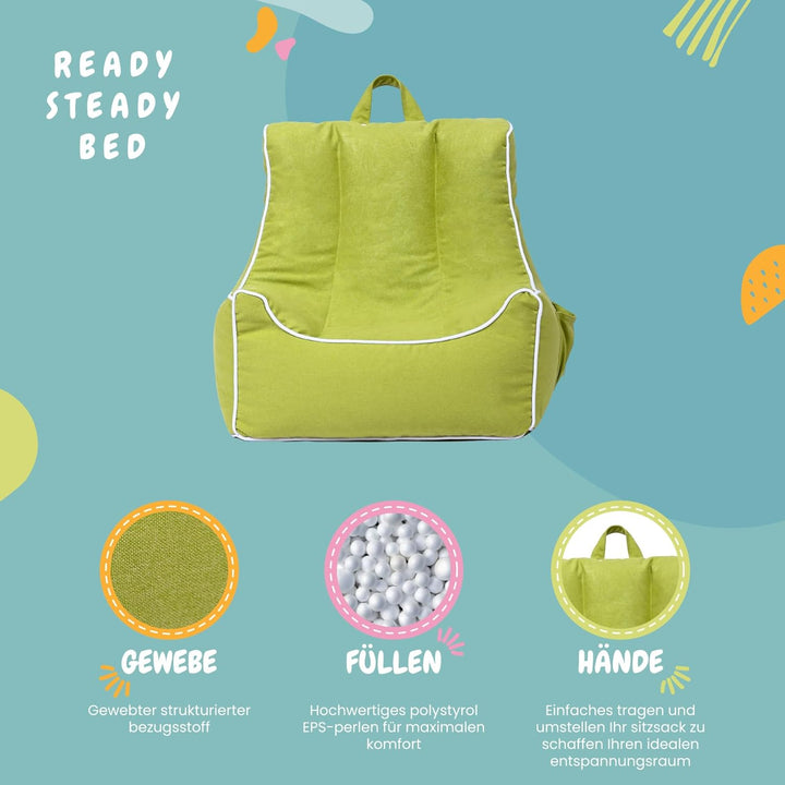 Ready Steady Bed sitzsack Kinder mit Fusshocker - Kinder Sessel mit füllung - Kindersessel Mädchen u