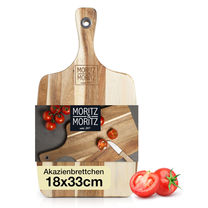 Moritz & Moritz 2x Schneidebretter Holz 33x18cm - Holzschneidebretter aus massiver Akazie - Servierb