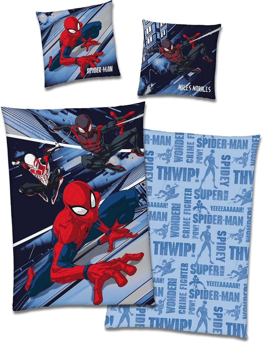 Spiderman Wende-Bettwäsche Set 135x200 80x80 cm · Winterbettwäsche in Biber Flanell Qualität aus 100