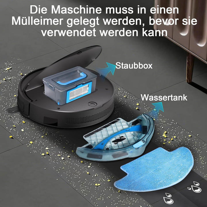 2026 Saugroboter mit Wischfunktion bis zu 5500 Pa Saugkraft, 2-in-1 Staubsauger Roboter APP/Alexa/Fe