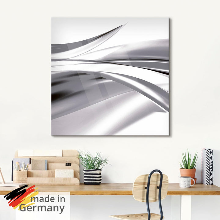 ARTland Glasbilder Wandbild Glas Bild einteilig 60x30 cm Querformat Abstrakte Kunst Welle Rauch Abst