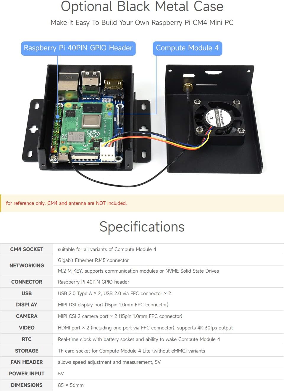 Waveshare Mini Base Board Designed for Raspberry Pi Compute Module 4 Powerful Functions in A Small S