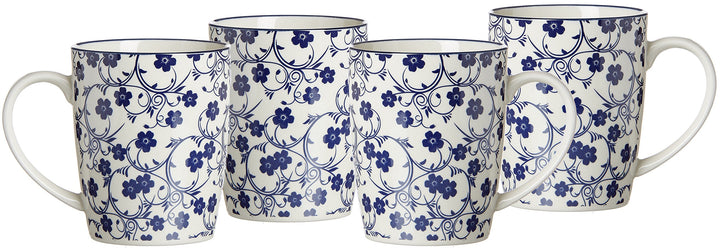 Ritzenhoff & Breker Kaffeebecher-Set Royal Sakura, 4-teilig, 350 ml, Porzellangeschirr, Blau-Weiss,