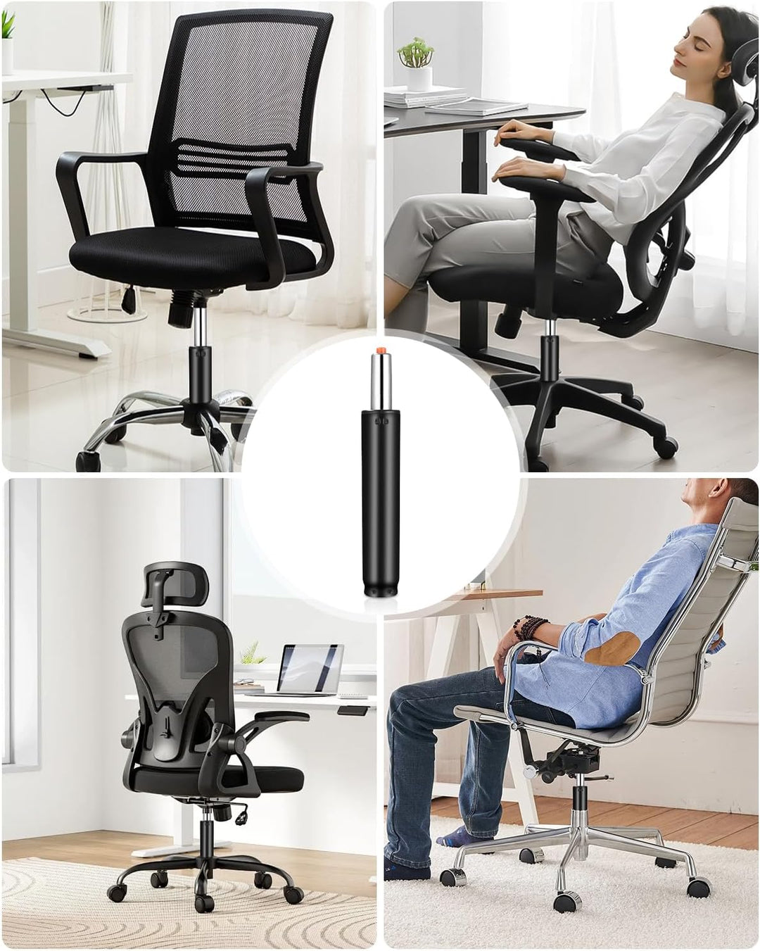 Gasdruckfeder Bürostuhl 275-410 mm, 450KG Belastbarkeit, 5 Rollen für Office Chair und Gaming Stuhl
