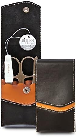 nippes Solingen Premium Line Maniküre Set Seam, 3-teilig, vernickelter Stahl, Rindsleder-Etui mit Dr