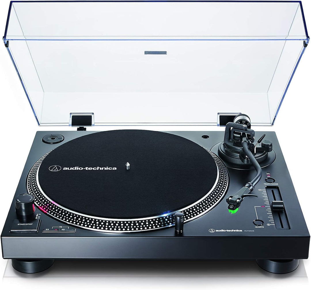 Audio-Technica LP120XUSBBK Direktangetriebener Plattenspieler (Analog und USB) schwarz Black Analogu