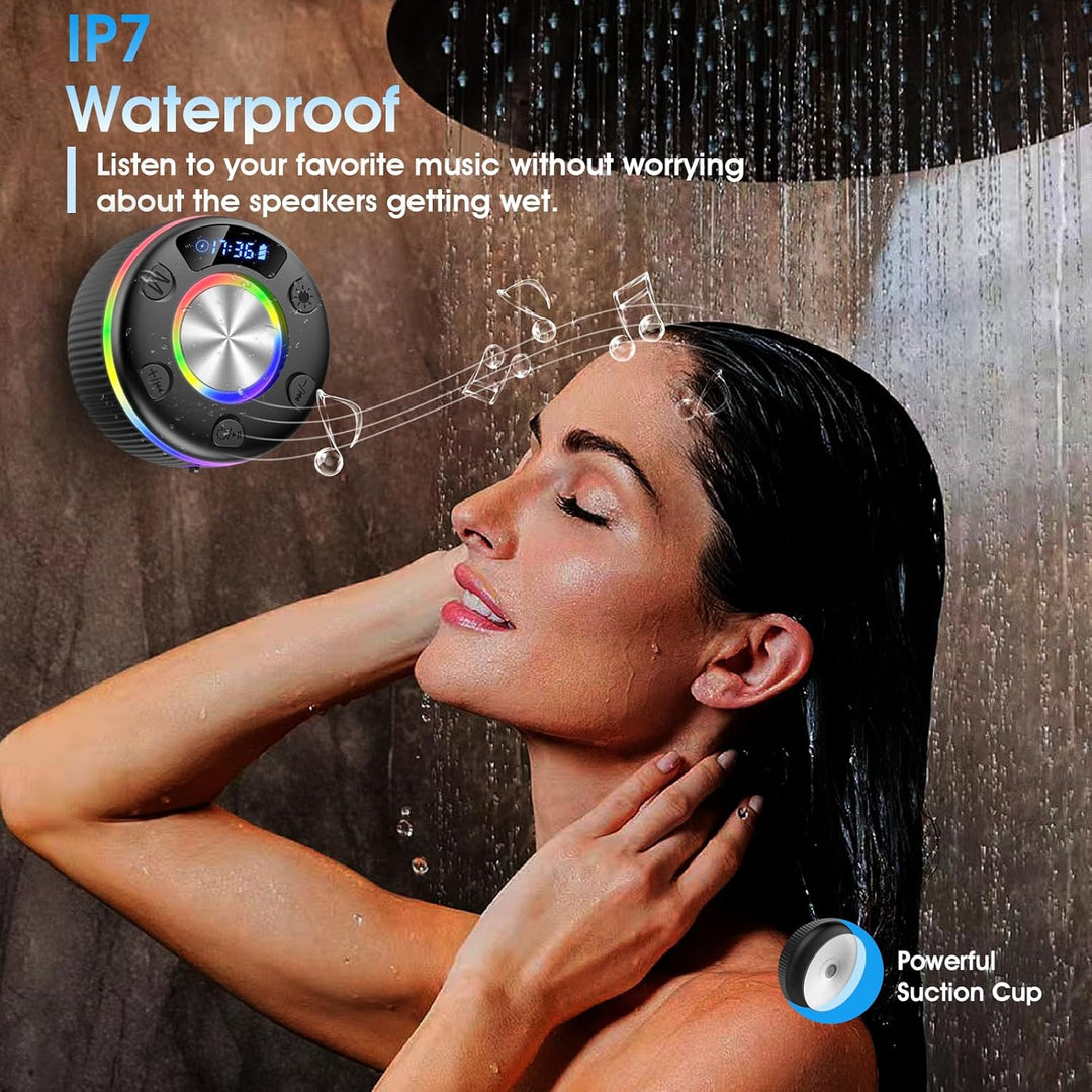 Bluetooth Lautsprecher Dusche, Musikbox bluetooth mit RGB Lichtshow, IP7 WasserdichterBluetooth Dusc