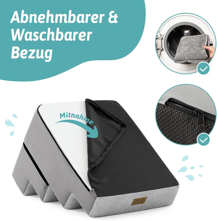 Hundetreppe 4 Stufen 45cm Hoch, 2-in-1 Hundetreppen für Kleine Hunde Alte Katzen, Faltbare Haustiert