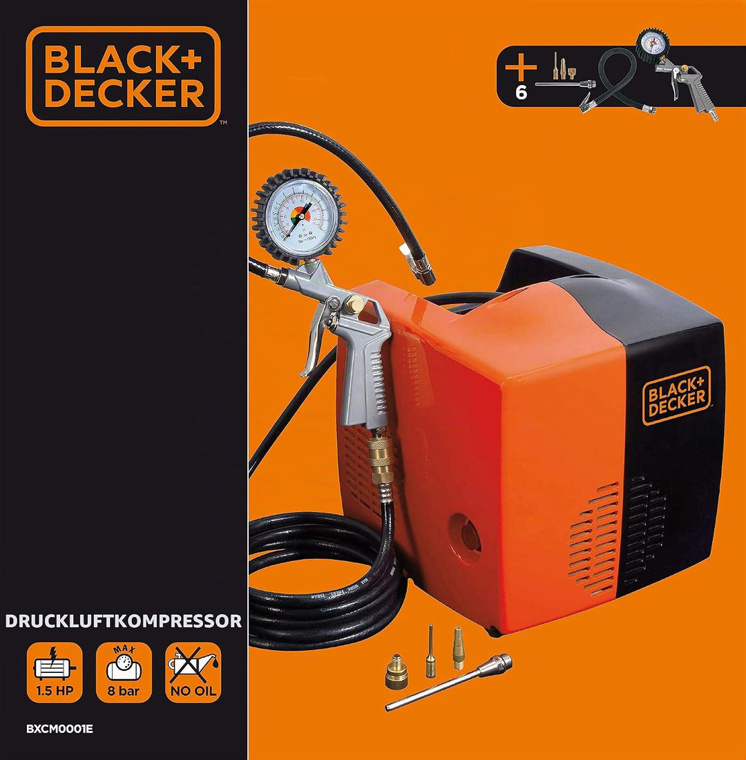 Black+Decker 8215340BND701 Druckluft-Kompressor, 180 Liter pro Minute CUBO, CUBO