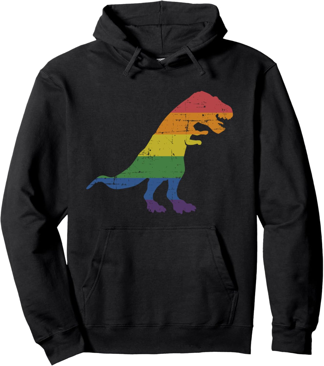 Dinosaurier T-Rex Regenbogen Flagge für Schwule und Lesben Pullover Hoodie