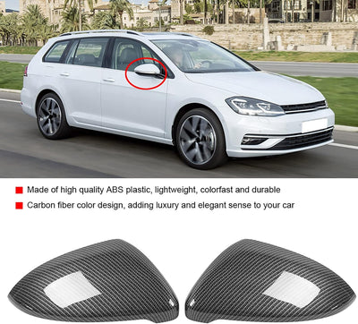 Auto Rückspiegel Abdeckung, Fydun 2 Stücke Rückspiegelkappe Carbon Style Spiegelkappen für Golf MK7