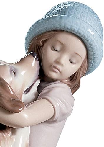 LLADRÓ Hunde Figur Freudiges Wiedersehen. Mädchen. Porzellan.