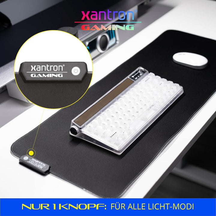 Xantron® Grosses Gaming Mauspad RGB 800x300 XXL mit perfektem Glide [rutschfest, Wasserabweisend] Mo