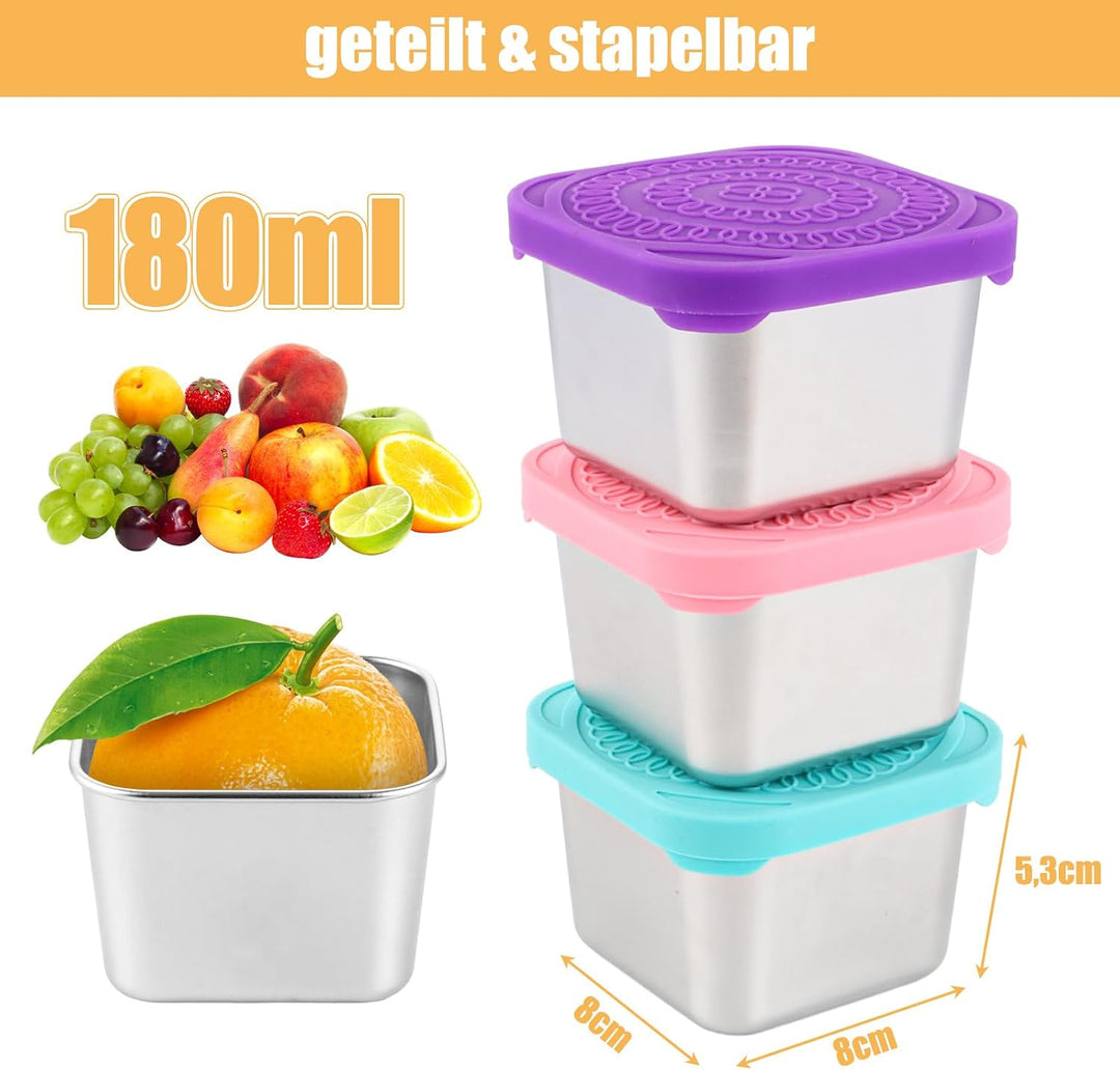 8 Stück Kleine Dosen mit Deckel, 180ml Sossen Behälter Edelstahl Behälter mit Deckel, Mini Dosen Sna