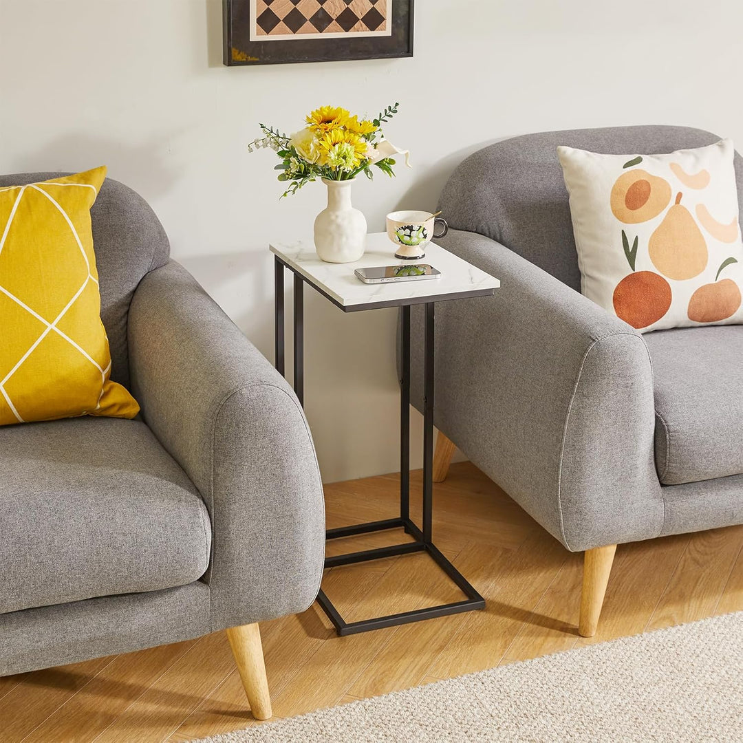 Aibiju Beistelltisch C Form, Beistelltische Wohnzimmertisch mit Metallgestell für Wohnzimmer, Schlaf