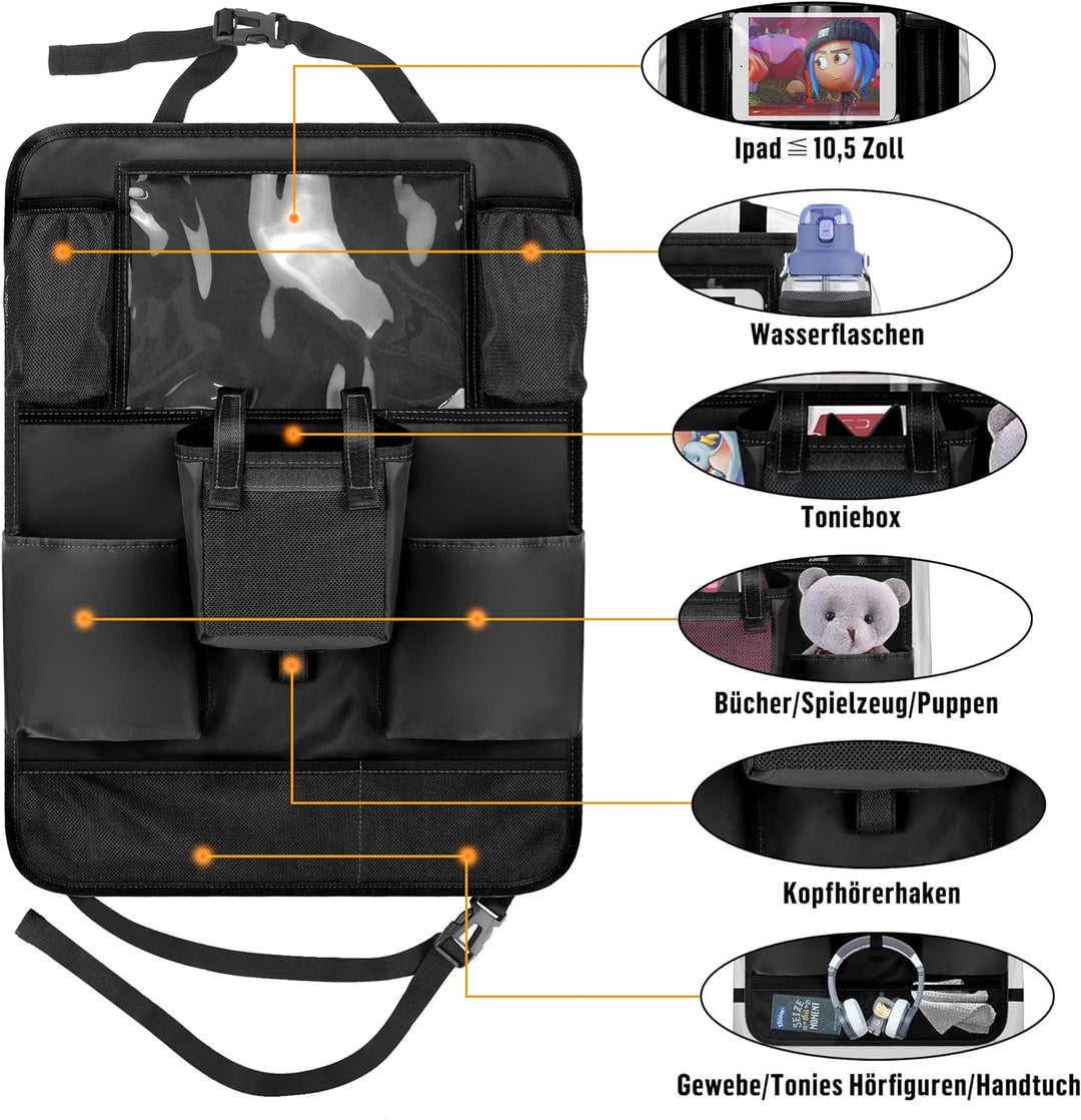 Annmore Auto Organizer für Toniebox Starterset, Rückenlehnenschutz Auto Kinder mit Halter für 10 Zol