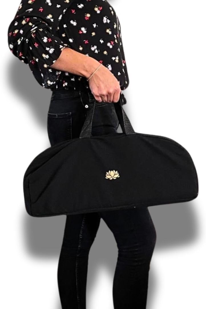 Meditationsbank, faltbar, Schwarz, Lotus, mit Kissen und Tasche