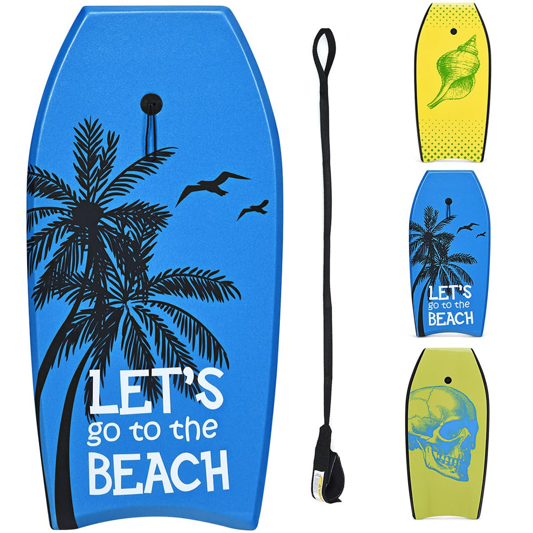 HOMASIS Surfbrett L, Bodyboard aus XPE und HDPE mit Handschlaufe, Halbmond Surfbrett, geeignet ab 14