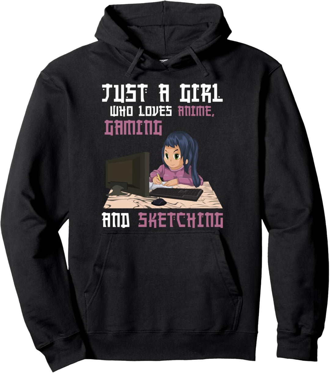 Japan Gamer Zeichnen Gaming Nerd Geschenk Anime Mädchen Pullover Hoodie