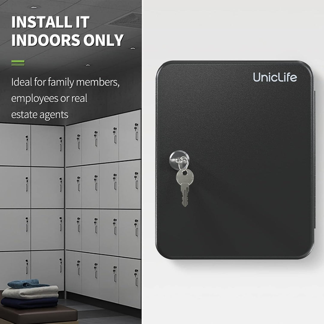 Uniclife 28-Schlüssel Schlüsselschrank mit 2 Aufschliessungsschlüsseln Schlüssel-Organisator Schwarz