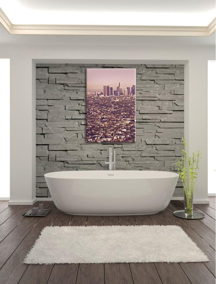 Pixxprint Los Angeles City Grossstadt / 100x70cm Leinwandbild bespannt auf Holzrahmen/Wandbild Kunst
