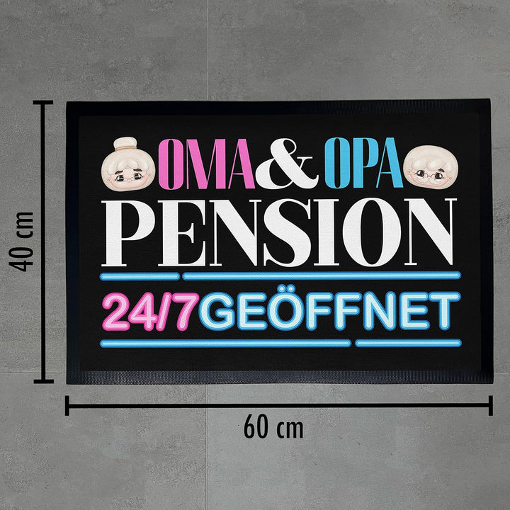 Trendation - Oma und Opa Pension Fussmatte Geschenk Fussabtreter Lustiger Spruch Geschenkidee Grosse