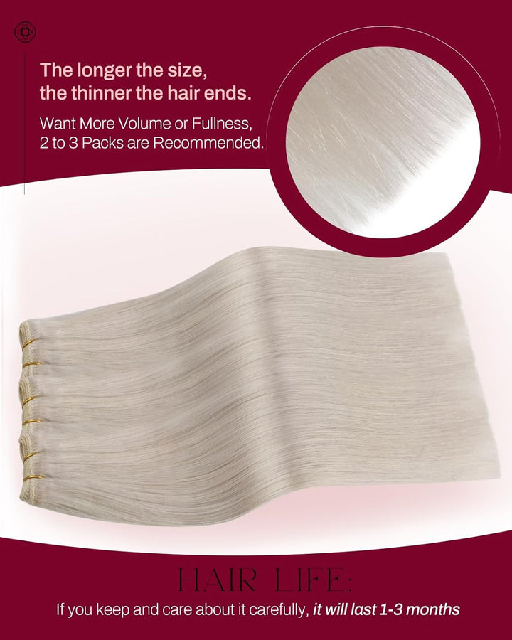 Moresoo Echthaar Tressen zum Einnähen Blond Haartressen Echthaar 50cm Haarverlängerung Tressen Echth