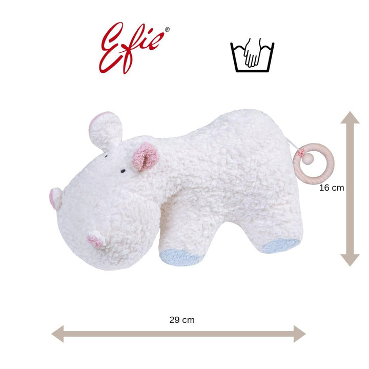 Efie Bio-Spieluhr Nilpferd – 100% Baumwolle (kbA), vegane Füllung aus recycelten PET-Flaschen – hand