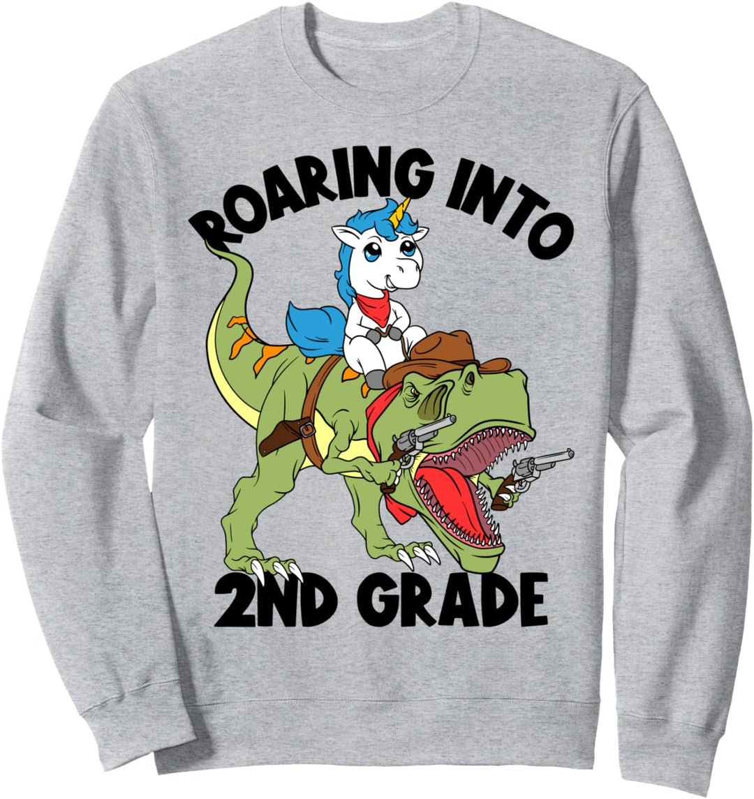 Roaring Into 2nd Grade Kinder Jungen Jungen Dinosaurier Back To School Sweatshirt