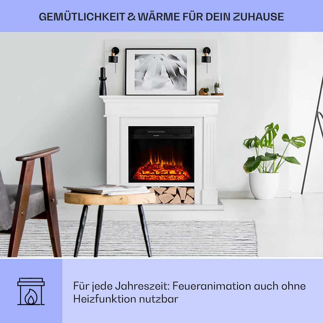Klarstein Deko Kamin mit LED-Flammen, Elektro-Kamin mit Heizung und Kaminfeuer, 1800W Elektrischer K