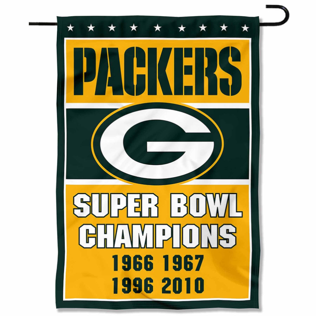 WinCraft Green Bay Packers 4 Time Super Bowl Champions Double Sided Garden Flag