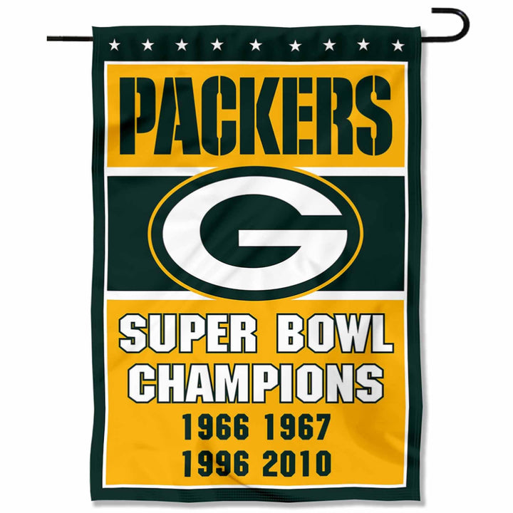 WinCraft Green Bay Packers 4 Time Super Bowl Champions Double Sided Garden Flag