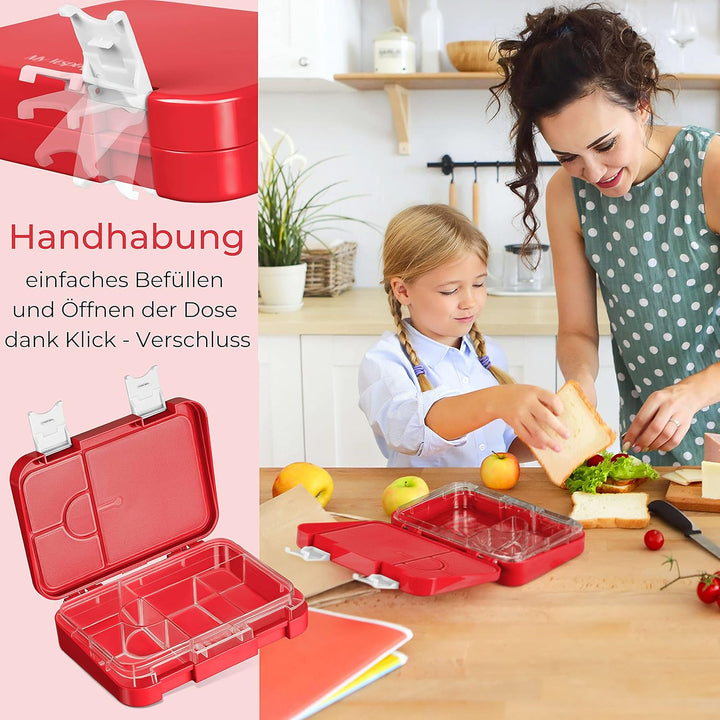My Vesperbox – Len - Bento Box Kinder - Lunchbox mit 4+2 Fächern - extrem robust – Brotdose – Brotbo