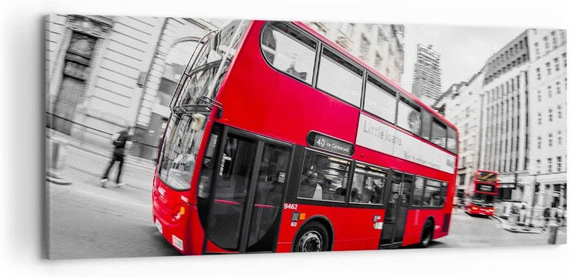 Wandbilder Dekoration Wohnzimmer Bus London Reise Tourismus Panorama Bilder auf Leinwand 120x50cm Le