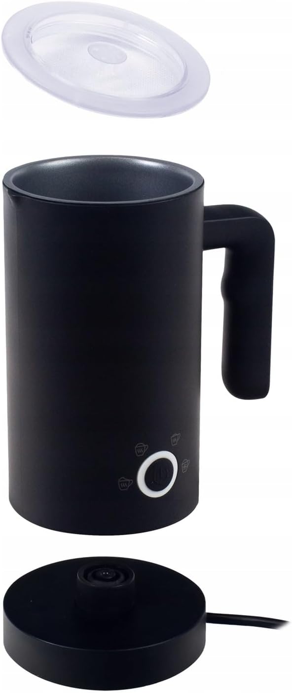 Milchaufschäumer mit Heizung, 4 Milchaufschäummodi, 500W, Schwarz, Schwarz