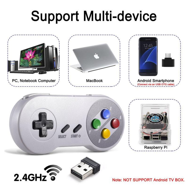 miadore 2.4G Wireless Controller Chargeable Classic SNES USB Gamepad Joystick mit USB-Empfänger/Lade