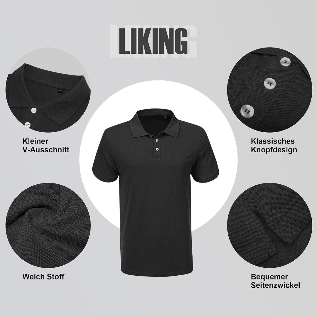 LiKing Herren Polo Shirts Baumwolle 3er Set Poloshirt Männer Hemd T-Shirt Kurzarm Shirt Einfarbig Ca