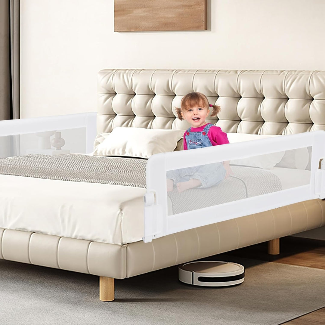 LIFEZEAL 152 cm Bettgitter, Klappbares Sicherheitsgitter mit Gurten, Bett Rausfallschutz Schutzgitte