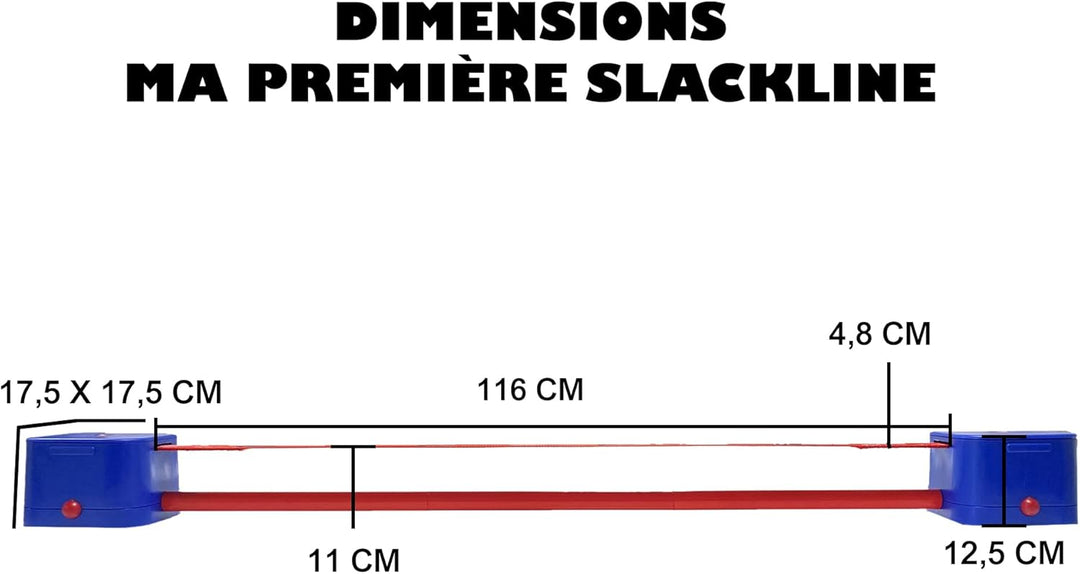 Slackline für Kinder, zur Entwicklung von Gleichgewicht und Koordination, Blau und Rot