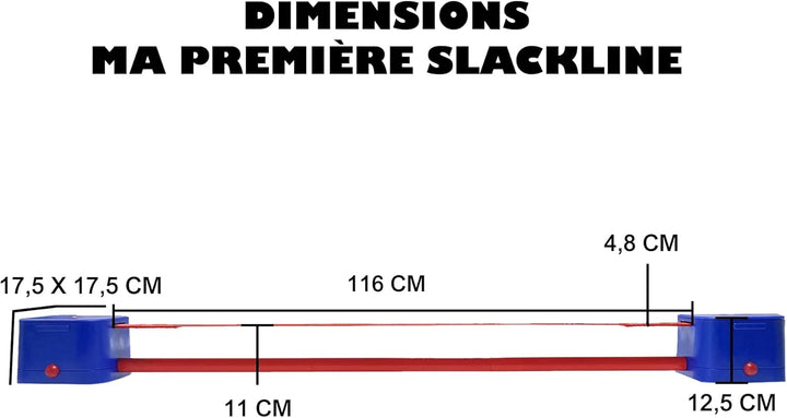 Slackline für Kinder, zur Entwicklung von Gleichgewicht und Koordination, Blau und Rot